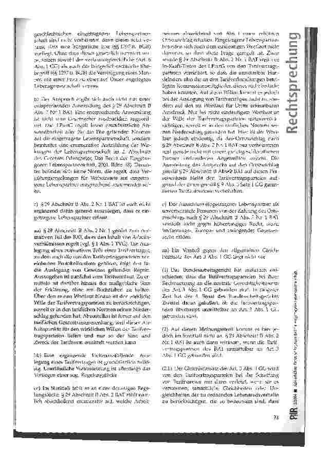 Vorschauseite 3: Kein erhöhter Ortszuschlag nach BAT für eingetragene Lebenspartnerschaft LAG Düsseldorf, Urteil vom 05.12.2002