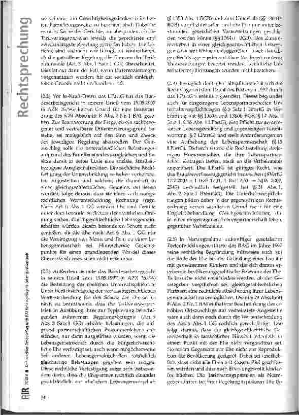 Vorschauseite 4: Kein erhöhter Ortszuschlag nach BAT für eingetragene Lebenspartnerschaft LAG Düsseldorf, Urteil vom 05.12.2002