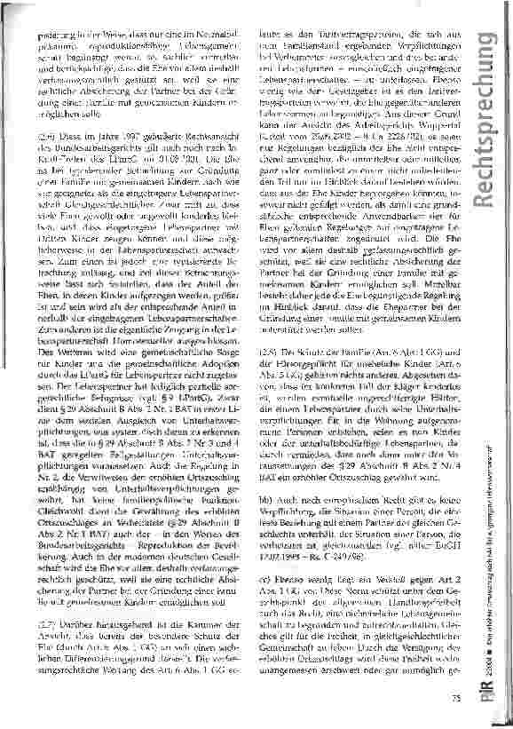Vorschauseite 5: Kein erhöhter Ortszuschlag nach BAT für eingetragene Lebenspartnerschaft LAG Düsseldorf, Urteil vom 05.12.2002