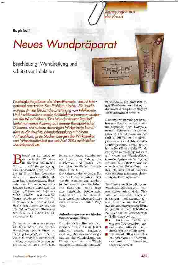 Vorschauseite 1: Neues Wundpräparat beschleunigt Wundheilung und schützt vor Infektion