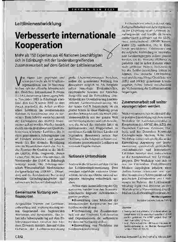 Vorschauseite 1: Verbesserte internationale Kooperation