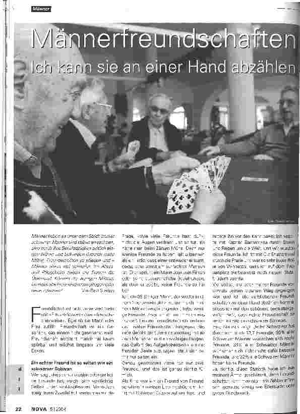 Vorschauseite 1: Männerfreundschaften Ich kann sie an einer Hand abzählen