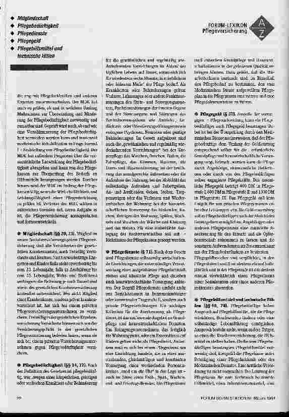 Vorschauseite 4: Forum-Lexikon Pflegeversicherung Die Pflegeversicherung in wichtigen Stichworten