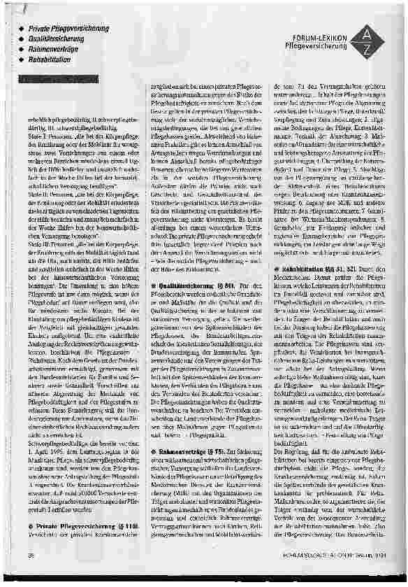 Vorschauseite 6: Forum-Lexikon Pflegeversicherung Die Pflegeversicherung in wichtigen Stichworten