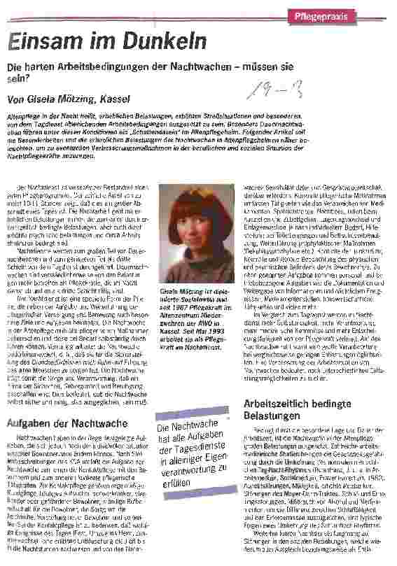 Vorschauseite 1: Einsam im Dunkeln Die harten Arbeitsbedingungen der Nachtwachen - müssen sie sein?