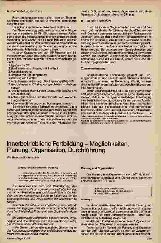 Vorschauseite 1: Innerbetriebliche Fortbildung - Möglichkeiten, Planung, Organisation Durchführung