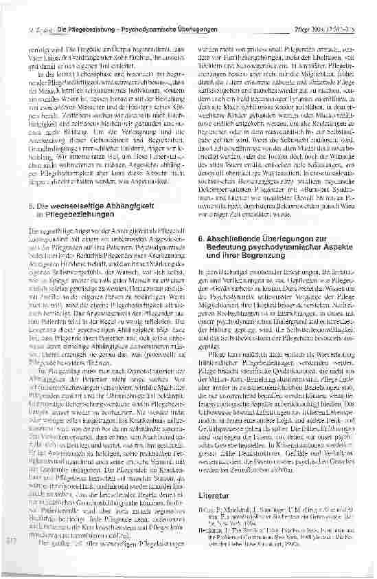 Vorschauseite 6: Die Pflegebeziehung - Psychodynamische Überlegungen