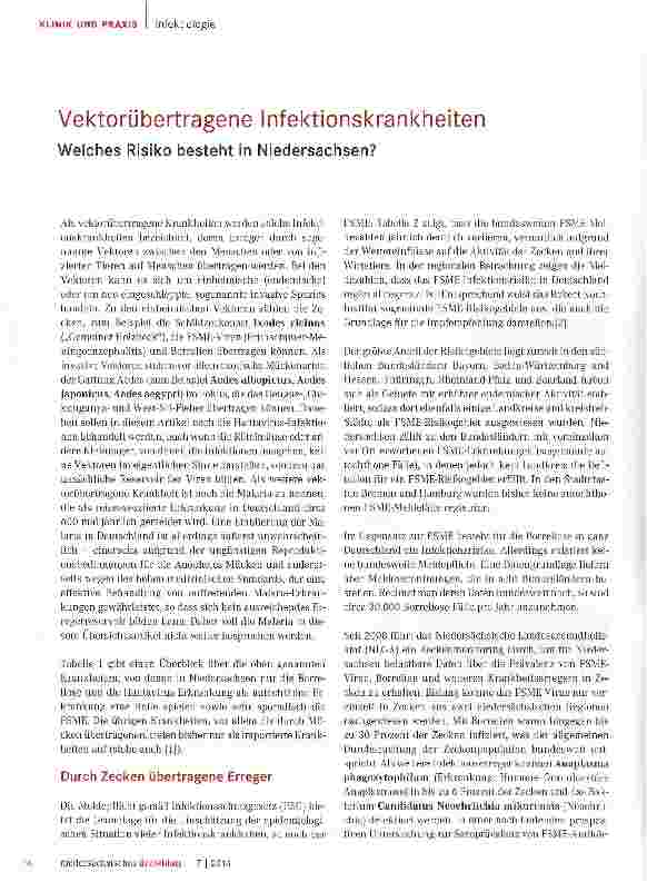 Vorschauseite 1: Vektorübertragene Infektionskrankheiten