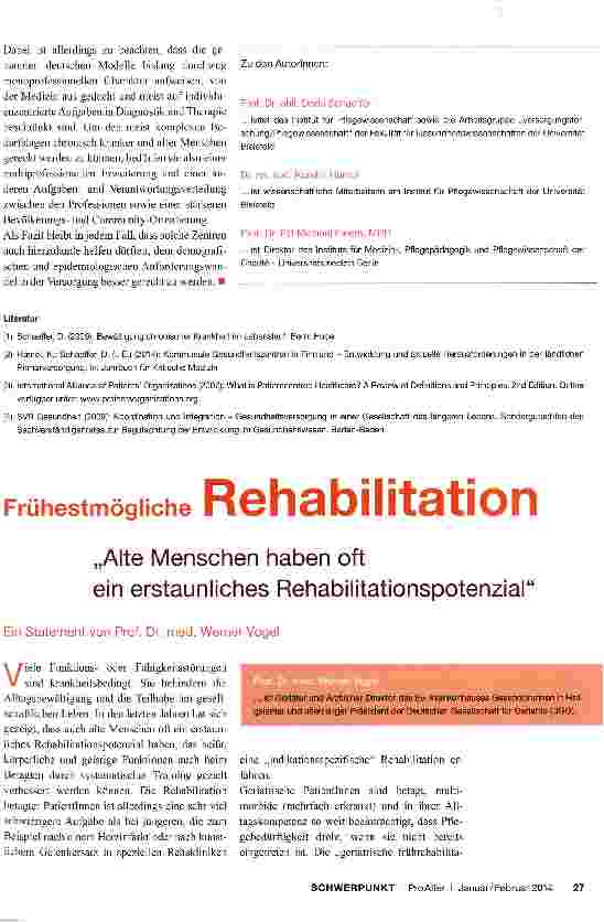 Vorschauseite 1: „Alte Menschen haben oft ein erstaunliches Rehabilitationspotenzial