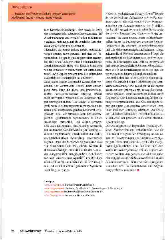 Vorschauseite 2: „Alte Menschen haben oft ein erstaunliches Rehabilitationspotenzial