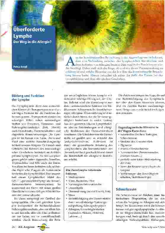 Vorschauseite 1: Überforderte Lymphe Der Weg in die Allergie?