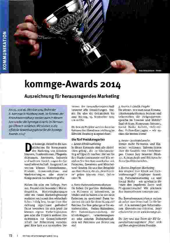 Vorschauseite 1: kommge-Awards 2014