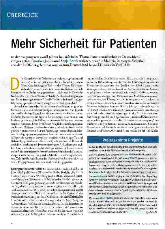 Vorschauseite 1: Mehr Sicherheit für Patienten