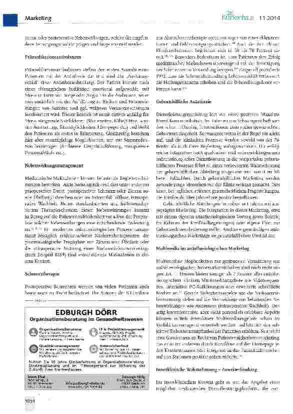Vorschauseite 3: Marketing in der Anästhesiologie Handlungsansätze und Grenzen