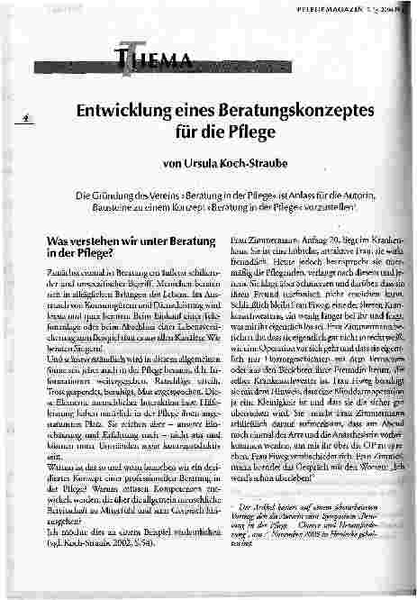 Vorschauseite 1: Entwicklung eines Beratungskonzeptes für die Pflege