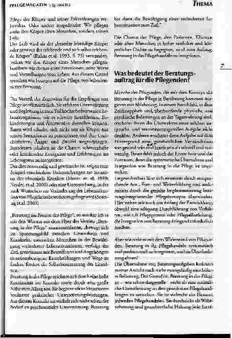 Vorschauseite 4: Entwicklung eines Beratungskonzeptes für die Pflege