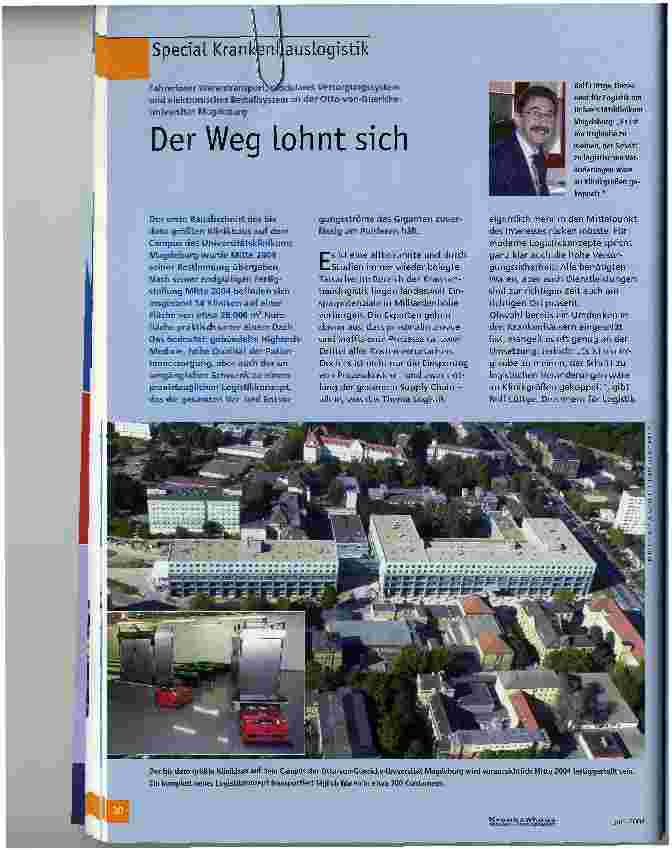 Vorschauseite 1: Der Weg lohnt sichFahrerloser Warentransport Modulares Versorgungssystem und elektronisches Bestellsystem an der Otto-von-Guericke-Universität Magdeburg