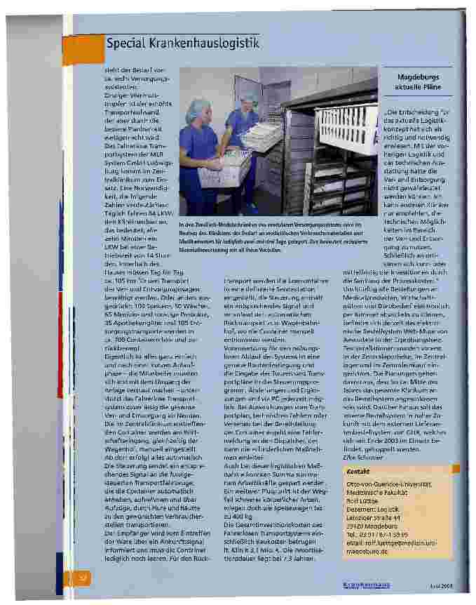 Vorschauseite 3: Der Weg lohnt sichFahrerloser Warentransport Modulares Versorgungssystem und elektronisches Bestellsystem an der Otto-von-Guericke-Universität Magdeburg