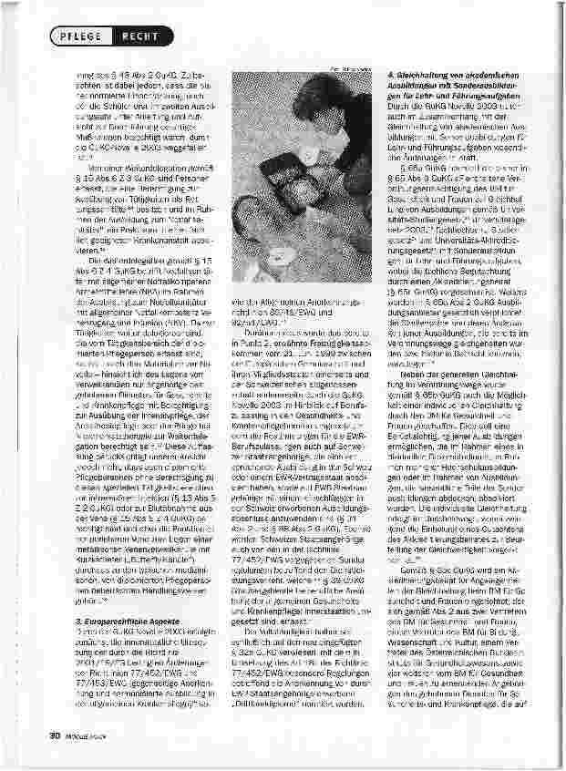 Vorschauseite 3: Einige KlarstellungenDIE GESUNDHEITS-UND KRANKENPFLEGEGESETZNOVELLE 2003 -AKTUELLE BERUFSRECHTLICHE ENTWICKLUNGEN UND OFFENE FRAGEN