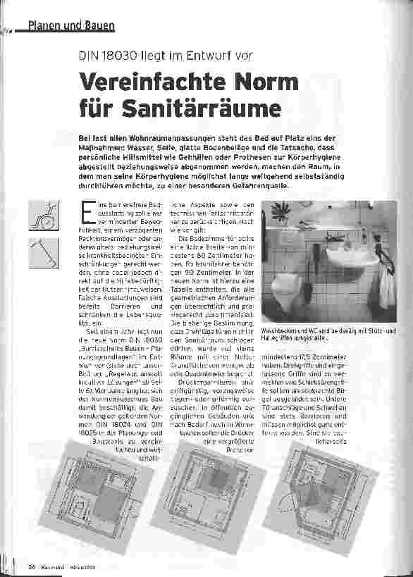 Vorschauseite 1: Vereinfachte Norm für Sanitärräume