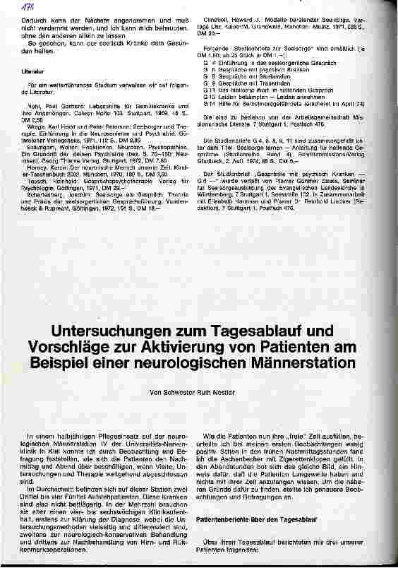 Vorschauseite 1: Untersuchungen zum Tagesablauf und Vorschläge zur Aktivierung von Patienten am Beispiel einer neurologischen Station