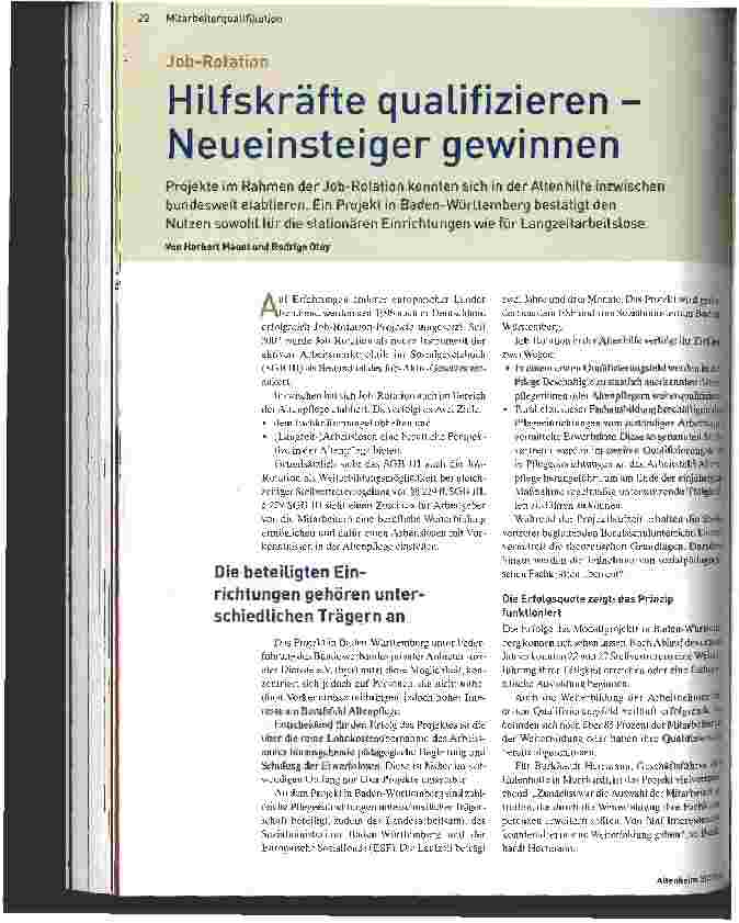 Vorschauseite 1: Hilfskräfte qualifizieren - Neueinsteiger gewinnen