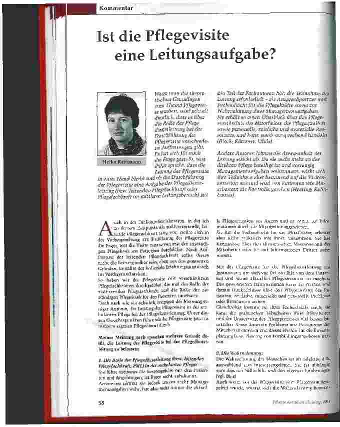 Vorschauseite 1: Ist die Pflegevisite eine Leitungsaufgabe?
