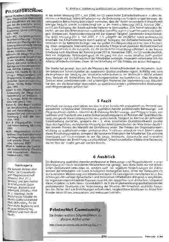 Vorschauseite 6: Etablierung qualitätssichernder professioneller Pflegestrukturen in einer vollstationären Wohnstätte Ergebnisse eines Forschungsprojektes