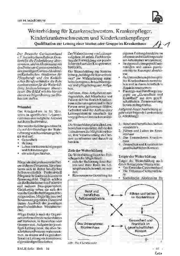 Vorschauseite 1: Weiterbildung für Krankenschwestern, Krankenpfleger, Kinderkrankenschwester und Kinderkrankenpfleger