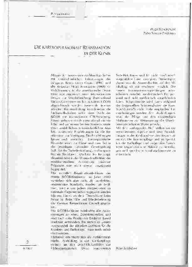 Vorschauseite 1: DIE KARDIOPULMONALE REANIMATION IN DER KLINIK