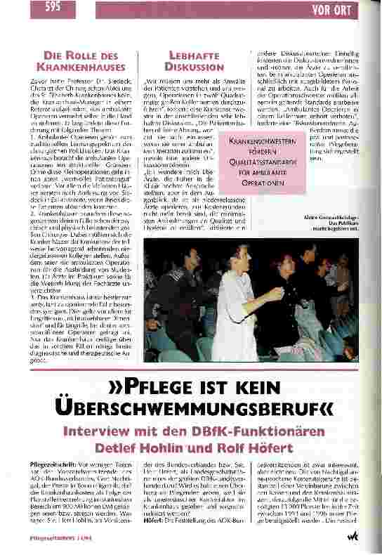 Vorschauseite 2: Operationen im Keller gehören verboten Pflegende fordern Qualitätsstandards für Operationen