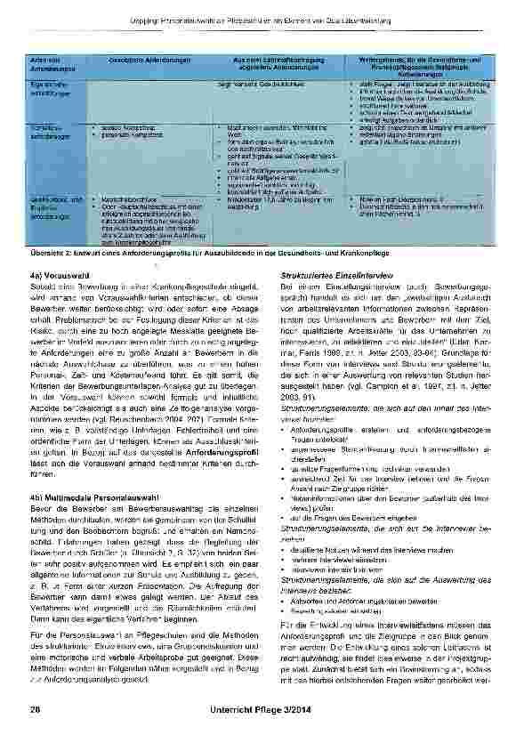 Vorschauseite 3: Personalauswahl an Pflegeschulen als Element von Qualitätsentwicklung
