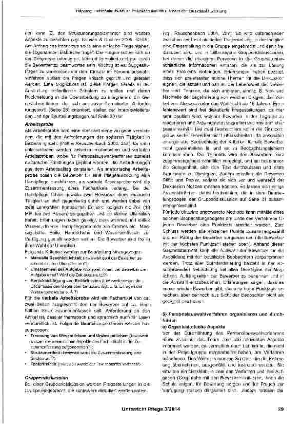 Vorschauseite 4: Personalauswahl an Pflegeschulen als Element von Qualitätsentwicklung