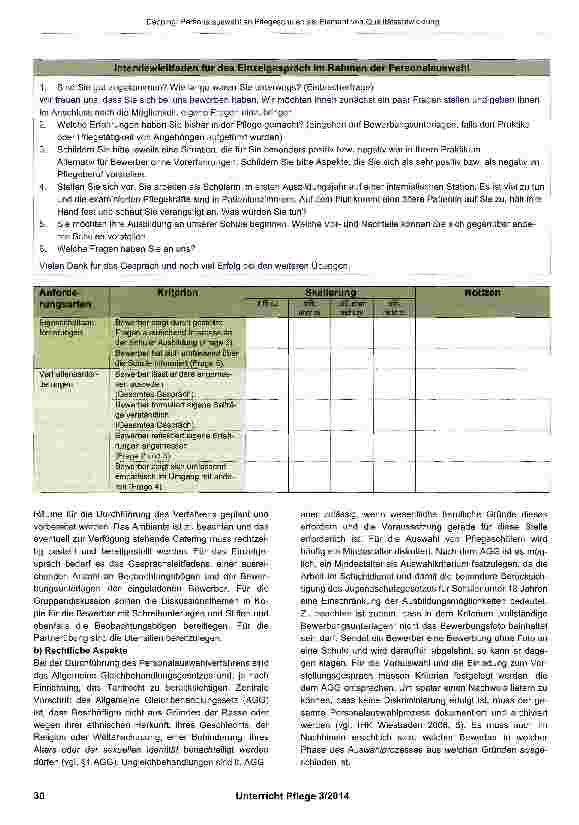 Vorschauseite 5: Personalauswahl an Pflegeschulen als Element von Qualitätsentwicklung