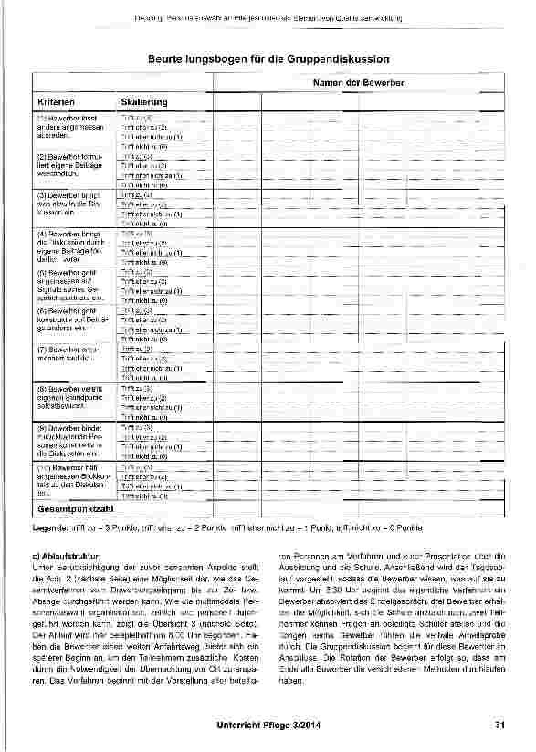 Vorschauseite 6: Personalauswahl an Pflegeschulen als Element von Qualitätsentwicklung