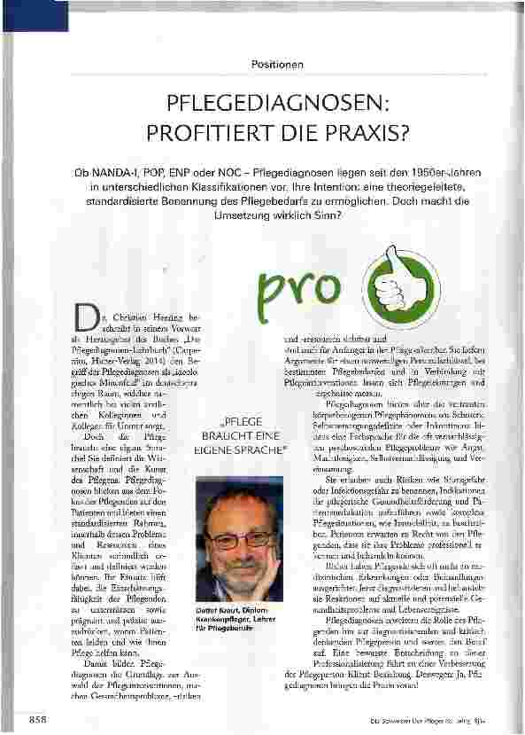 Vorschauseite 1: PFLEGEDIAGNOSEN: PROFITIERT DIE PRAXIS?