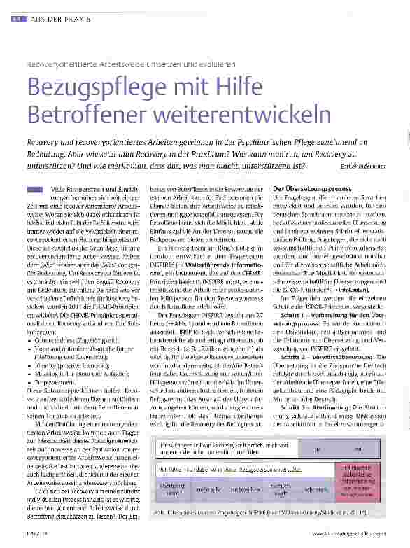Vorschauseite 1: Bezugspflege mit Hilfe Betroffener weiterentwickeln