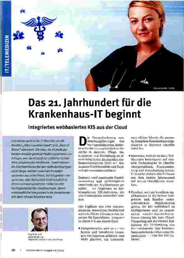 Vorschauseite 1: Das 21. Jahrhundert für die Krankenhaus-IT beginnt