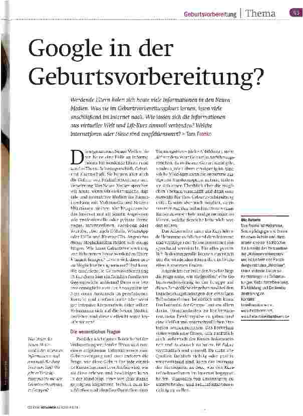 Vorschauseite 2: Google in der Geburtsvorbereitung?