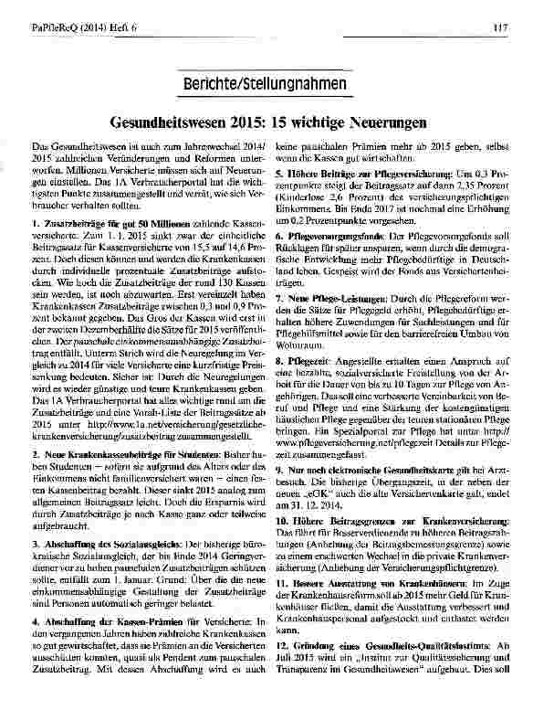 Vorschauseite 1: Gesundheitswesen 2015: 15 wichtige Neuerungen