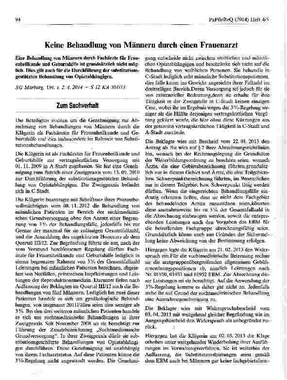 Vorschauseite 1: Keine Behandlung von Männern durch einen Frauenarzt