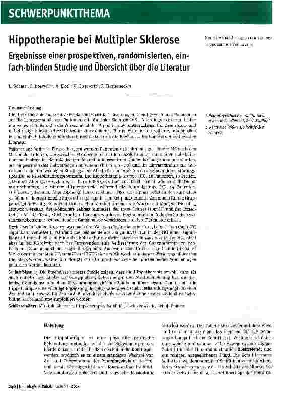 Vorschauseite 1: Hippotherapie bei Multipler Sklerose