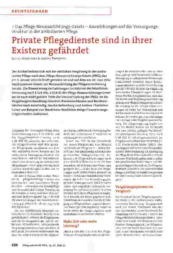 Vorschauseite 1: Private Pflegedienste sind in ihrer Existenz gefährdet