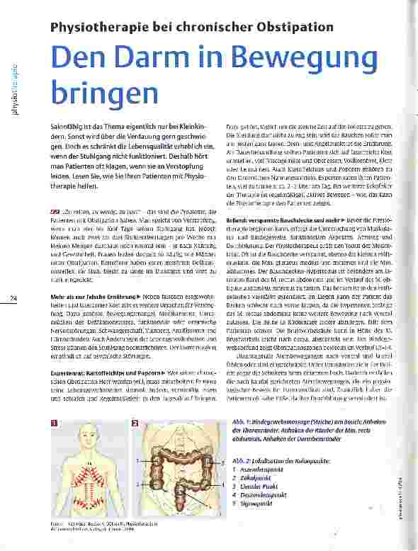 Vorschauseite 1: Physiotherapie bei chronischer Obstipation Den Darm in Bewegung bringen