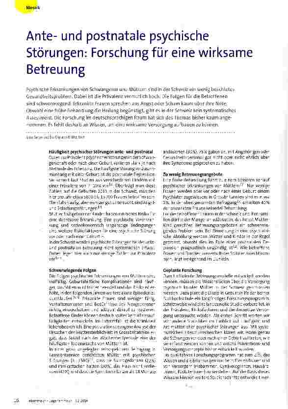 Vorschauseite 1: Anteund postnatale psychische Störungen: Forschung für eine wirksame Betreuung