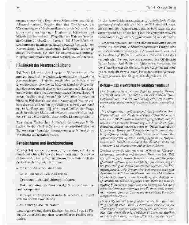 Vorschauseite 2: Zur Diskussion gestellt.Wer definiert den Medizinischen Standard?Unwägbarkeiten in der Begutachtung vorgeworfener Behandlungsfehler am Beispiel der Schädigung des Nervus accessori…