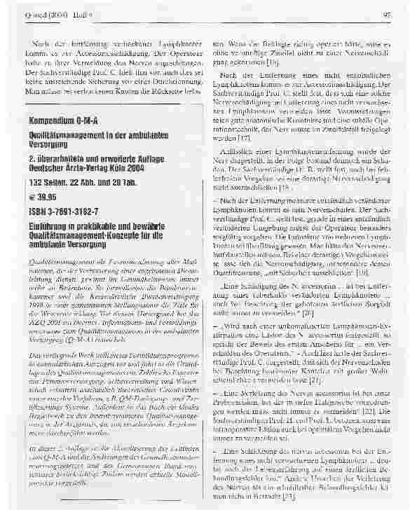 Vorschauseite 3: Zur Diskussion gestellt.Wer definiert den Medizinischen Standard?Unwägbarkeiten in der Begutachtung vorgeworfener Behandlungsfehler am Beispiel der Schädigung des Nervus accessori…