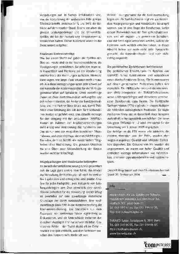 Vorschauseite 2: Einführung TARMED Spiteil - der aktuelle Stand