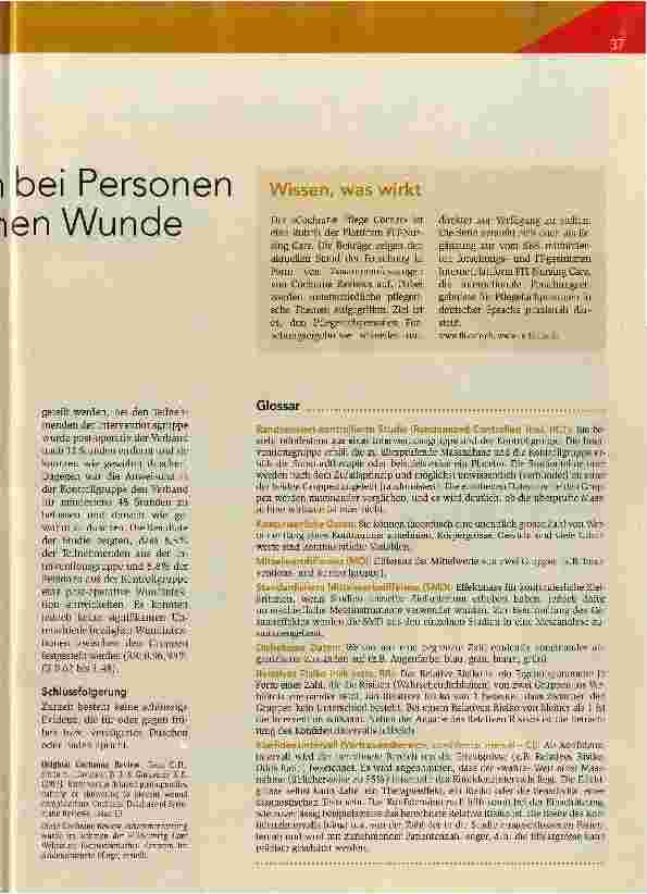 Vorschauseite 2: Frühes versus verzögertes Duschen bei Personen mit einer geschlossenen chirurgischen Wunde
