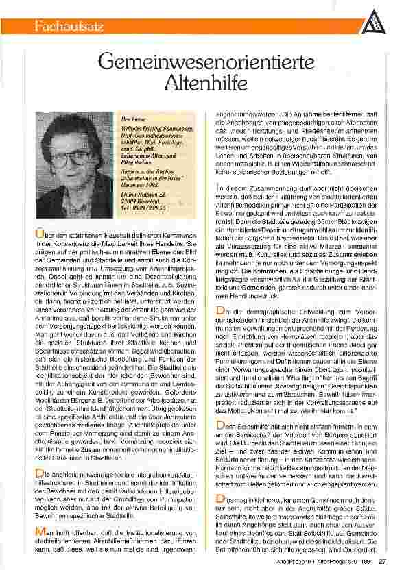 Vorschauseite 1: Gemeinwesenorientierte Altenhilfe